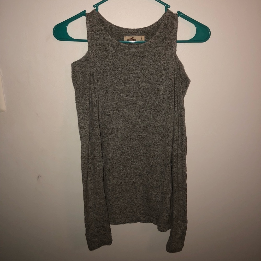 Grey long sleeve top with cut outs